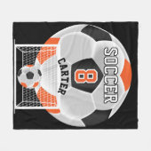 Voetbal - Oranje, wit en zwart Fleece Deken (Voorkant (Horizontaal))