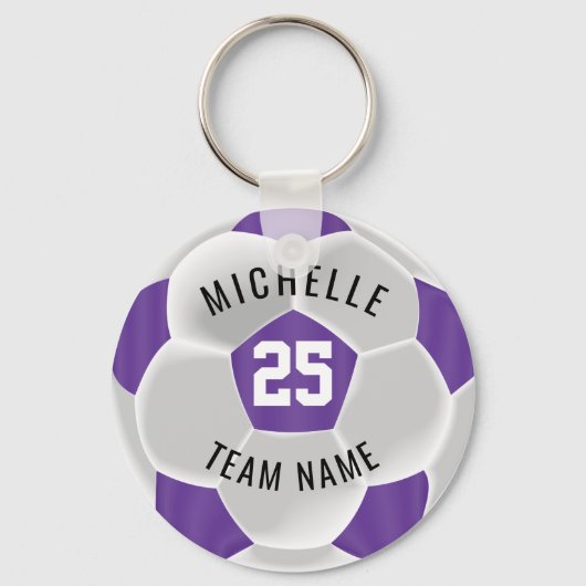 Voetbal ⚽ - Paars en wit Sleutelhanger (Voorkant)