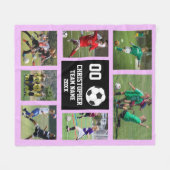 Voetbal paars fleece deken (Voorkant (Horizontaal))