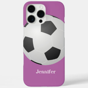 Voetbal, Paarse, persoonlijke naam iPhone 16 Pro Max Hoesje