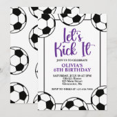 Voetbal Paarse Verjaardag Kaart (Voorkant / Achterkant)