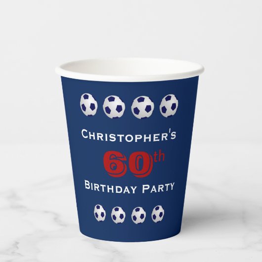 Voetbal Paper Cups, 60e verjaardag Party Paper Cup Papieren Bekers (Voorkant)