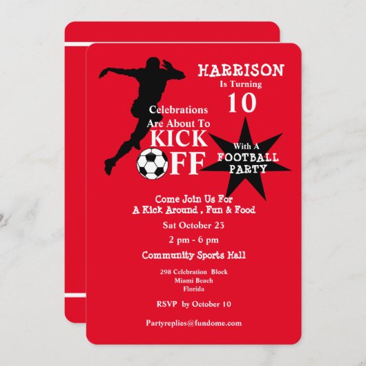 Voetbal-partij Kaart (Voorkant / Achterkant)