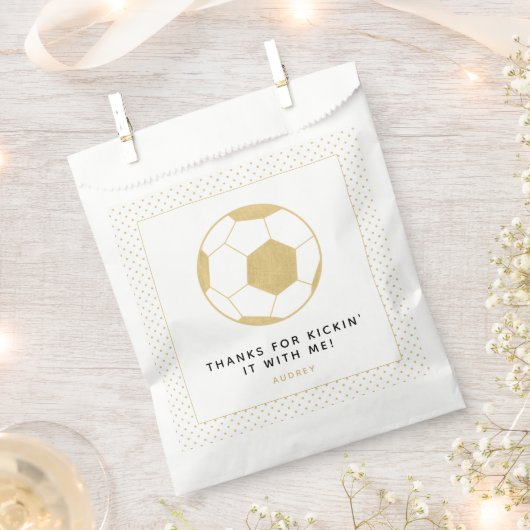 Voetbal Party Custom Favor Bag Goud en Wit Bedankzakje (Geknipt)