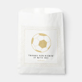 Voetbal Party Custom Favor Bag Goud en Wit Bedankzakje (Voorkant)