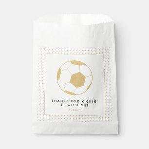 Voetbal Party Custom Favor Bag Goud en Wit Bedankzakje