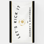 Voetbal Party Custom Sign Goud Zwart Banner (Verticaal)