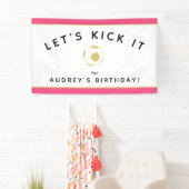 Voetbal Party Custom Sign Gouden Roze Banner (Insitu)