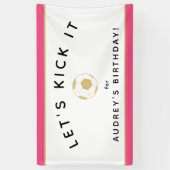 Voetbal Party Custom Sign Gouden Roze Banner (Verticaal)