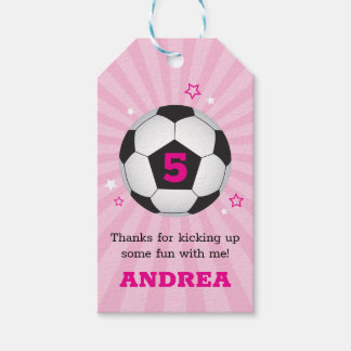 Voetbal Party Dank je wel Favor Tags Roze Cadeaulabel