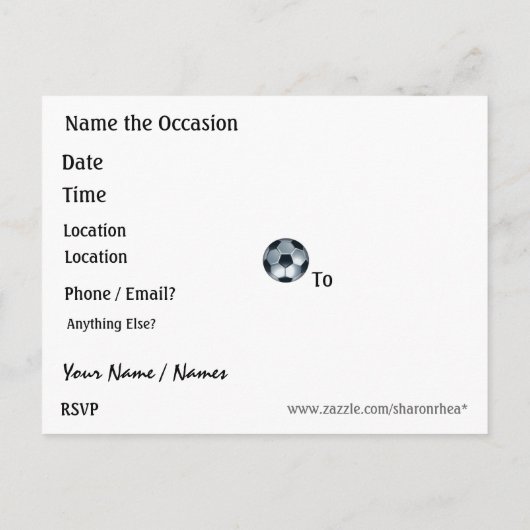 Voetbal Party! door SRF Uitnodiging Briefkaart (Achterkant)