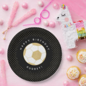 Voetbal Party Gepersonaliseerde naam Zwart Goud Papieren Bordje (Feest)