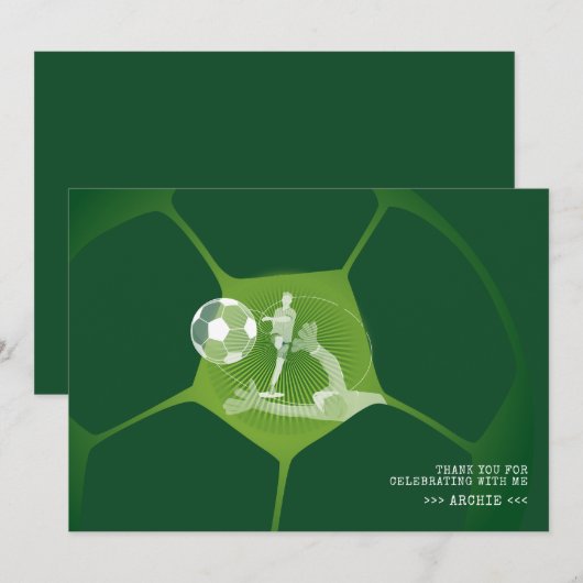 Voetbal Party Sport Game Dag Pitch Alle Leeftijd V Bedankkaart (Voorkant / Achterkant)