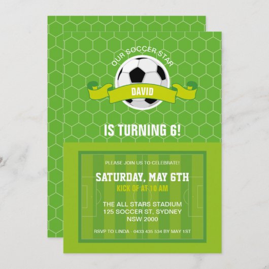 Voetbal Party Uitnodiging (Voorkant / Achterkant)