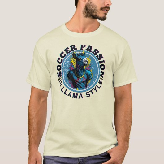 Voetbal Passie in Llama Stijl, Voetbal T-shirt (Voorkant)