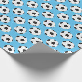 Voetbal Patroon blauw Cadeaupapier (Hoek)