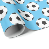 Voetbal Patroon blauw Cadeaupapier (Rol Hoek)