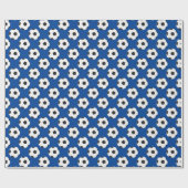 Voetbal Patroon blauw Cadeaupapier (Vlak)