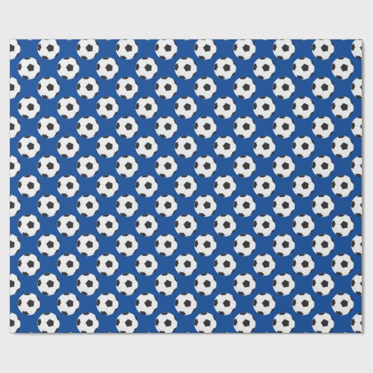 Voetbal Patroon blauw Cadeaupapier (Vlak)