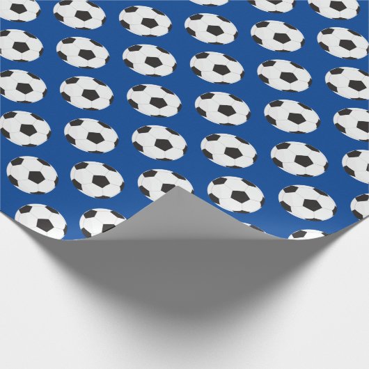 Voetbal Patroon blauw Cadeaupapier (Hoek)