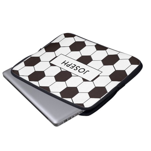 Voetbal | patroon Football | Eigen naam Laptop Sleeve (Voorkant onderkant)