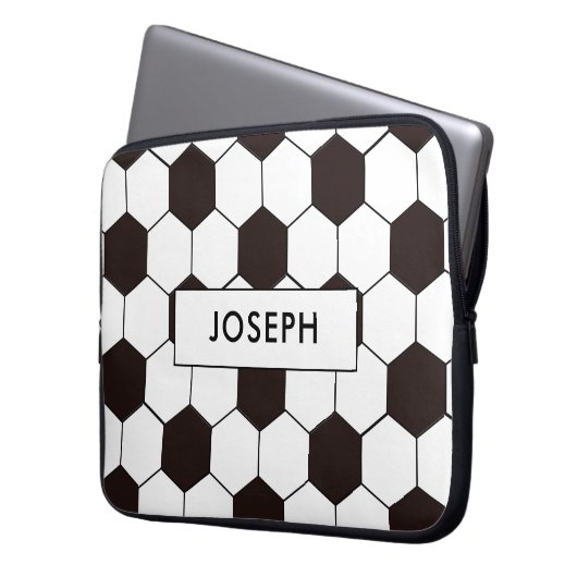 Voetbal | patroon Football | Eigen naam Laptop Sleeve (Voorkant Links)
