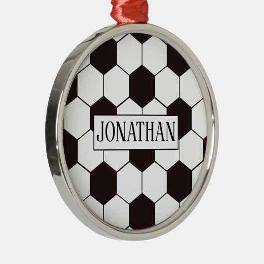 Voetbal |  patroon Football | Eigen naam Metalen Ornament (Rechts)
