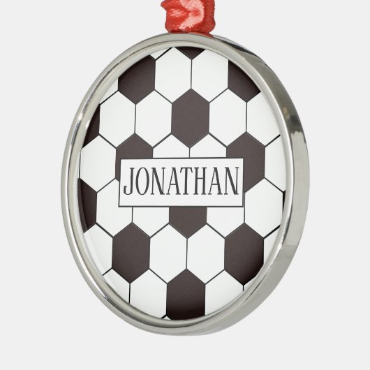 Voetbal |  patroon Football | Eigen naam Metalen Ornament (Links)