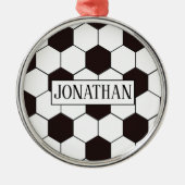 Voetbal |  patroon Football | Eigen naam Metalen Ornament (Voorkant)