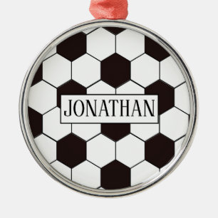 Voetbal    patroon Football   Eigen naam Metalen Ornament