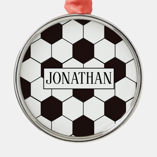 Voetbal |  patroon Football | Eigen naam Metalen Ornament (Voorkant)