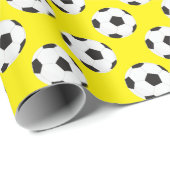 Voetbal Patroon geel Cadeaupapier (Rol Hoek)