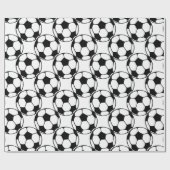 voetbal patroon in zwart-wit cadeaupapier (Vlak)