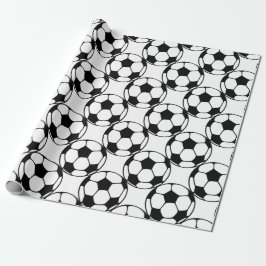 voetbal patroon in zwart-wit cadeaupapier
