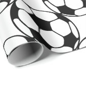 voetbal patroon in zwart-wit cadeaupapier (Rol Hoek)