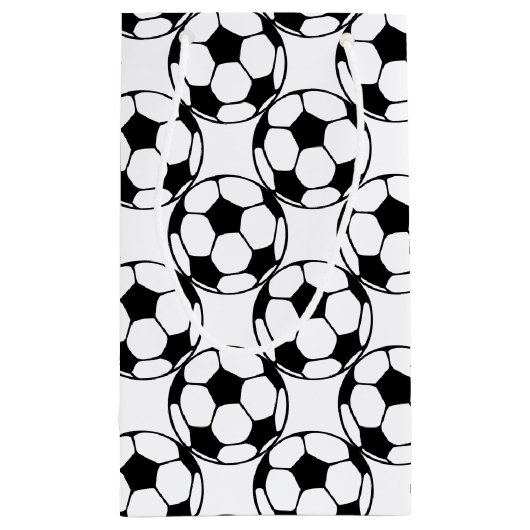voetbal patroon in zwart-wit klein cadeauzakje (Achterkant)
