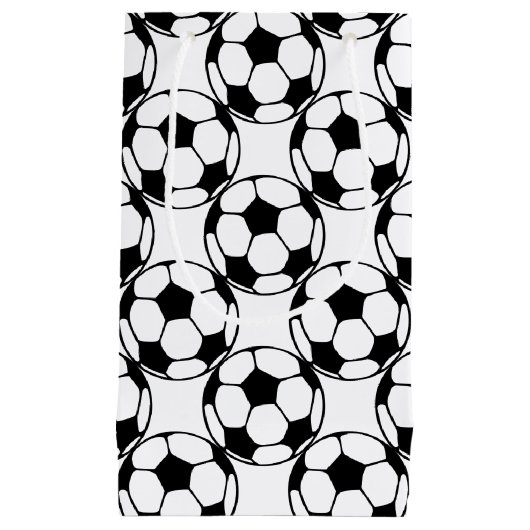 voetbal patroon in zwart-wit klein cadeauzakje (Voorkant)
