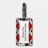 voetbal Patroon op rood Bagagelabel (Achterkant verticaal)