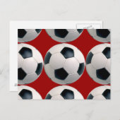 Voetbal Patroon op rood Briefkaart (Voorkant / Achterkant)