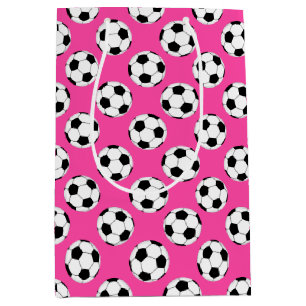 Voetbal Patroon roze Medium Cadeauzakje