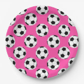 Voetbal Patroon roze Papieren Bordje (Voorkant)