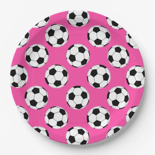 Voetbal Patroon roze Papieren Bordje (Voorkant)