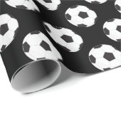 Voetbal Patroon zwart Cadeaupapier (Rol Hoek)