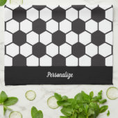 Voetbal Patroon Zwart Wit Ontwerp Personaliseren Theedoek (Gevouwen)