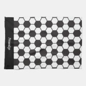 Voetbal Patroon Zwart Wit Ontwerp Personaliseren Theedoek (Horizontaal)