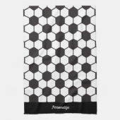 Voetbal Patroon Zwart Wit Ontwerp Personaliseren Theedoek (Verticaal)