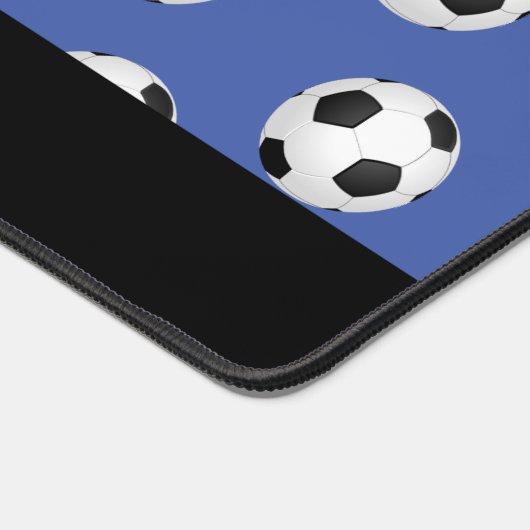 Voetbal Pattern, Naam op Blauw & Zwart Bureaumat (Hoek)