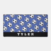 Voetbal Pattern, Naam op Blauw & Zwart Bureaumat (Voorkant)