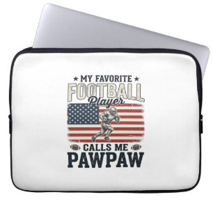 Voetbal Pawpaw Vintage Amerikaanse Vlag Shirt Ontw Laptop Sleeve