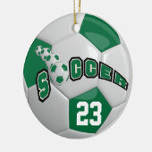 ⚽ Voetbal personaliseren | Donkergroen Keramisch Ornament (Links)